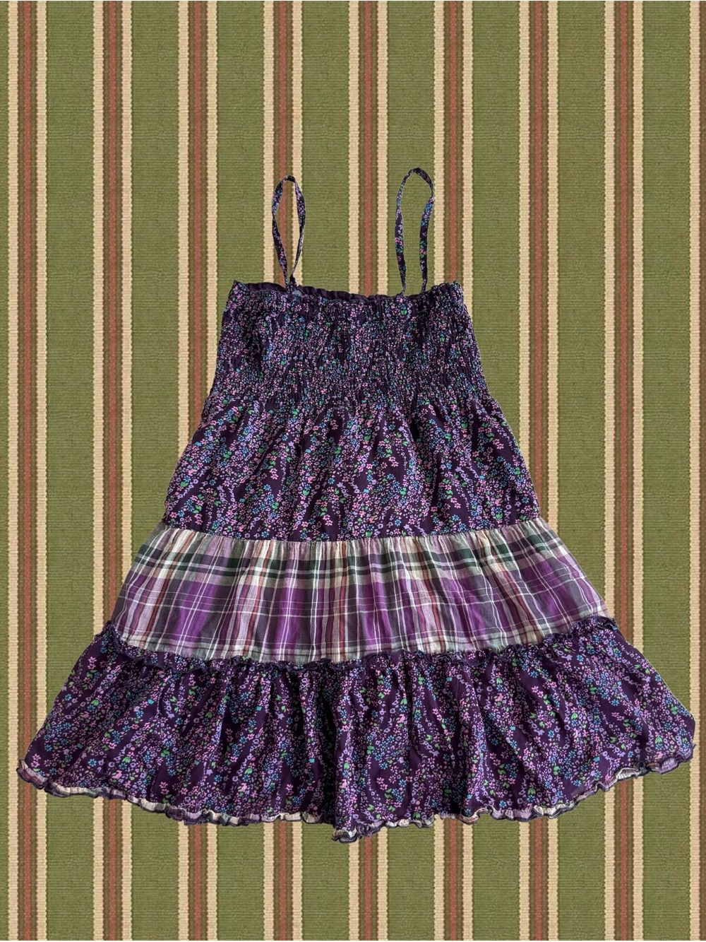 Mossimo Supply Co. Purple Floral Tiered Mini Dress